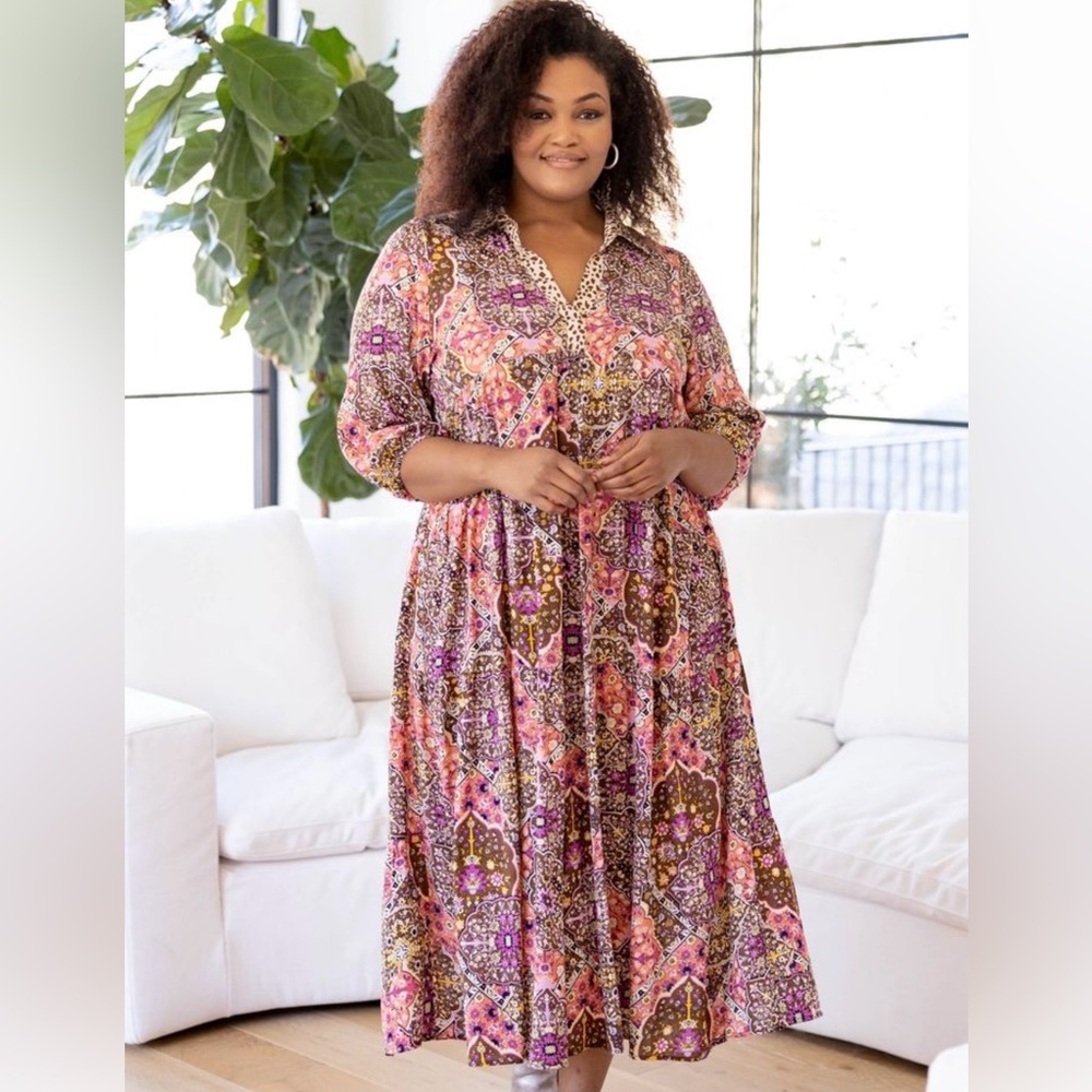 Umgee All In Tangles Dress, Dusty Plum XL